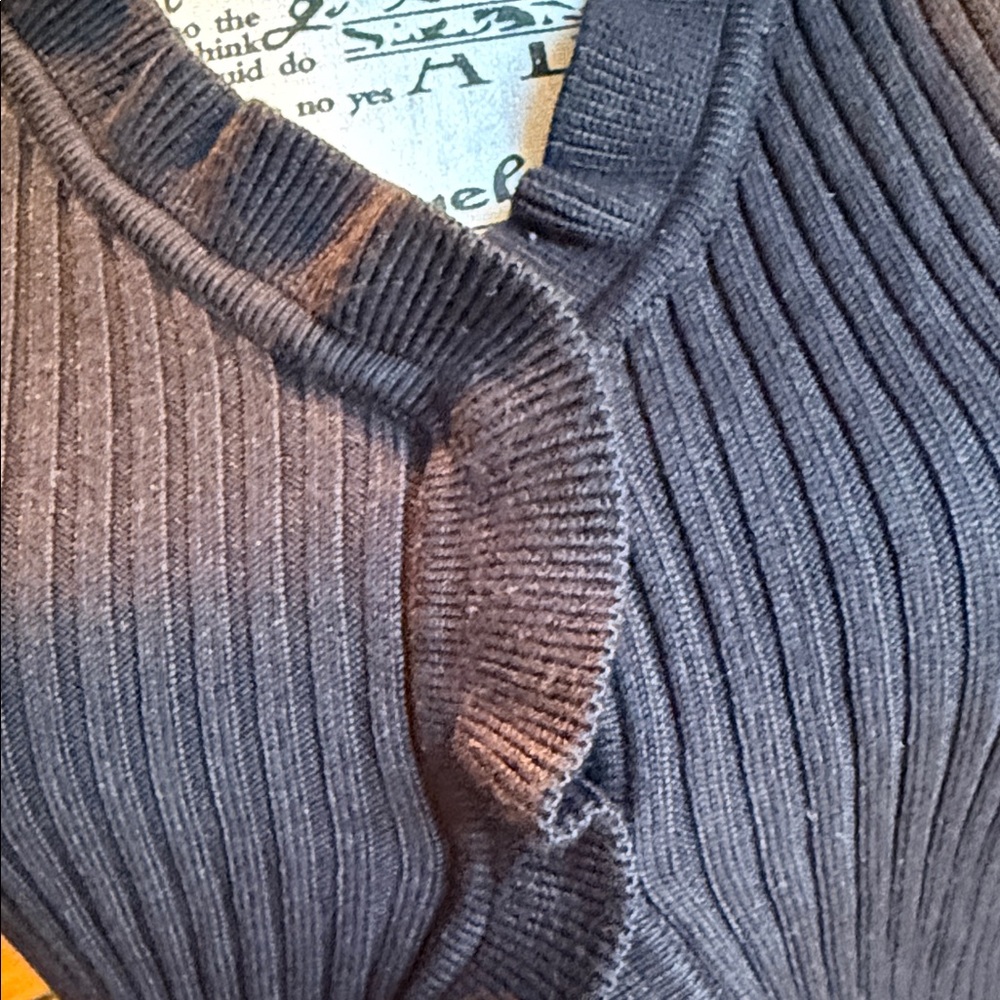 Mable Ribbed Black Ruffle-Trim Cardigan - Picture 3 of 10